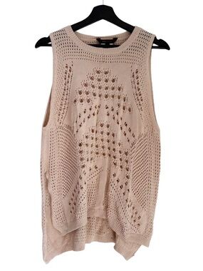 BCBGMaxAzria Crochet Openwork Tank Top Sleeveless Vest Cami Boho knit Cami